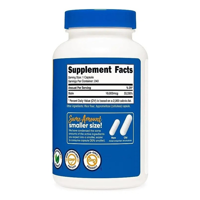 Biotina 10,000 Mcg Biotin Vitamina B7 240 Cápsulas Sabor Sin