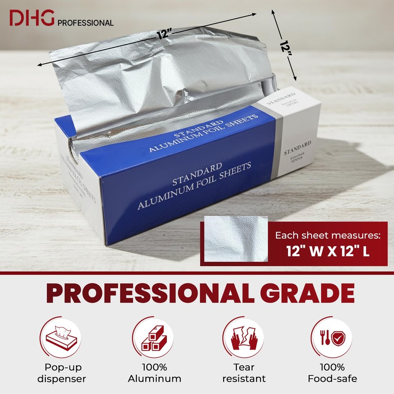 Pre-Cut Aluminum Foil Sheets, Foil Pop Up Sheets, 12x12 Inches,