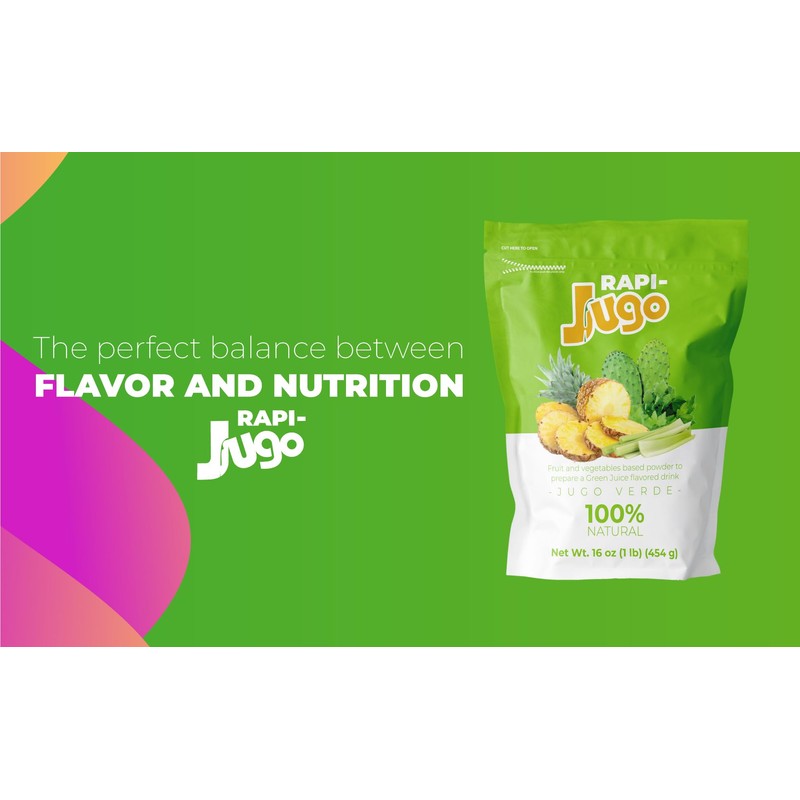 RAPIJUGO Green Juice Powder Drink Mix, Pineapple Celery Parsley Nopal