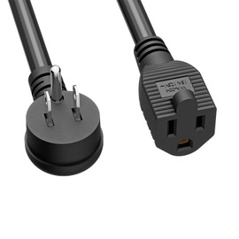 1.5FT Waterproof Extension Cord with On/Off Switch, WINXUS 3 Prong Angled USA Male to Female Power Cord, NEMA 5-15P to 5-15R Extension Cord, SJTW 14AWG Black, Outdoor & Indoor Use