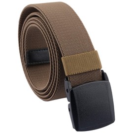 KYEYGWO Elastic Stretch Leisure Belt, Men's Tactical Hiking Belt Made of Plastic Buckle, brown