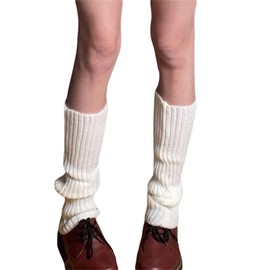 Yassiglia Women's Overknee Stockings, Long Leg Warmers, Y2K Leg Warmers for Girls, Knitted Leg Warmers, Warm, Soft, Comfortable, Elastic, White