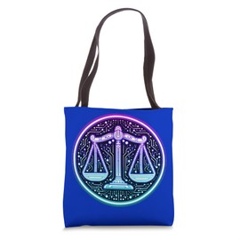 etro Libra Zodiac Design Vintage Scales Symbol in 80s Style Tote Bag