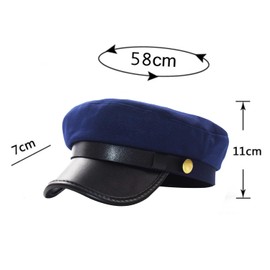 Bohue Chauffeur Hat Retro Flat Top Cap Driver Hat Vintage Newsboy Cap Taxi Driver Theme Hat for Driver Costume Supplies (Blue)
