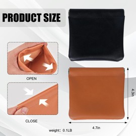 ROBOHOOK 2pcs Leather Makeup Pouch, Small Pouches for Purse with Snap Clip for Coins, Lipstick Makeup Bag Cards, Jewelry,Lipstick,Cosmetic Accessories (Black + Caramel)