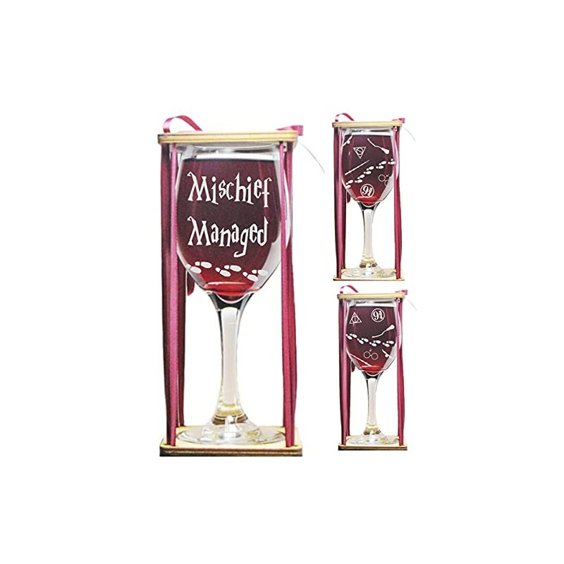 Orange Kat Mischief Managed Stemmed Wine Glass with Charm and