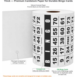 Carewon 250 Bingo Cards, White (8 Color Selection), Paper Bingo Sheets, Large Print, Customizable Book, Disposable or Reusable for Daubers or Chips