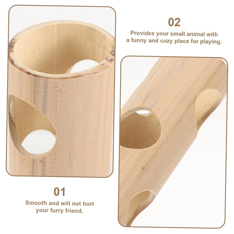 Sosoport Hamster Bamboo Hideout Tunnel Plaything Medium Natural Chew Toy