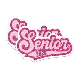 (2 Pack) Senior 2026 Stickers - Graduation Stickers - Class of 2026 Decals 5" On Longest Side - Sticks to Smooth Flat Surfaces - Made in USA - BMCS12645