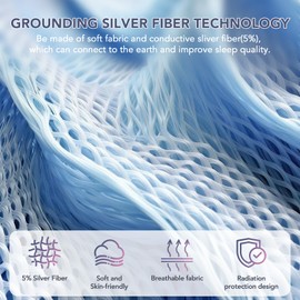 L'AGRATY Grounding Sheets King Size,5% Sliver Fiber Fitted Sheets Connected Earth, Deep Pocket(12-16in) Grounding Mattress Cover with Cord(King,Grey)