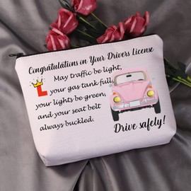 MEIKIUP New Driver Makeup Bag Passing Driving Test Gifts for Women Birthdays Gift for Daughter Driver Travel Bag (Passing Driving Test Bag)