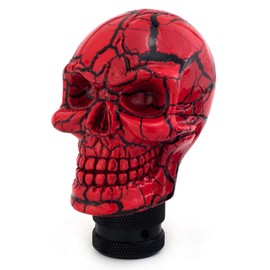 Thruifo Skull MT Car Stick Shifter Handle, Gear Shift Knob Small Teeth Devil Skeleton Style Fit Most Manual Automatic Transmissions, Red Pattern