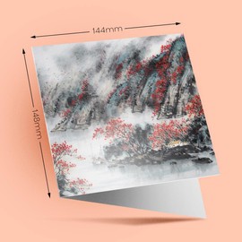 1 x Greeting Card Traditional Chinese Painting Art Oriental - Blank Birthday Celebration Anniversary #24321