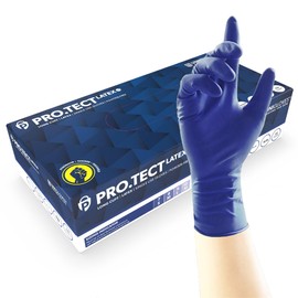 Unigloves PRO.TECT Latex HD GA0015 Single Use - Multipurpose, Powder Free Disposable Gloves, Box of 50 Gloves, Dark Blue, Extra Large