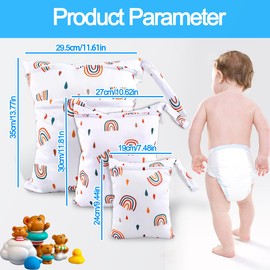 EKKONG Wetbag, Pack of 3 Wet Bag Nursery, Wet Bag Nursery, Changing Bag, Waterproof Washable Wetbag Organiser for Toddlers, Nappies, Travel, Gym, Beach, Pool, b, No