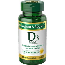 Nature's Bounty Vitamin D, Supports Immune Health & Bone Health, 2000IU Vitamin D3, 150 Softgels