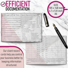 Lash Lift & Tint Client Cards - Salon and Therapist Customer Consultation Record - Treatment Services Essentials - Profile and Recording Forms - Gift Loyalty Vouchers Beauty Stationery Pack of 25