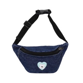 Cute Denim Funny Pack Small Canvas Waist Bag Denim Belt Bag Crossbody Purse for Little Girls Boys