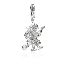 NKlaus 14930 Women's Charm Pendant Witch 925 Silver 19 x 12 mm Jewellery for Charm Bracelet Motif Amulet, Silver