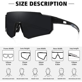AOMZKOL Polarized Sports Sunglasses for Men Women,Driving Fishing Cycling Mountain Bike Sunglasses UV400 Protection (Matte Black Frame-gray Lens)