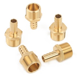 Generic Brass Barbed Fitting Coupler / Connector 3/4" Male BSPT x 1/2"(12mm)Hose Barb Fuel Gas Water (Pack of 5)