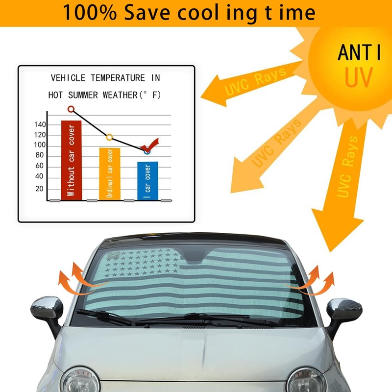 Windshield Sunshade Compatible with Fiat 500 2010-2024 ，Front Window Sun