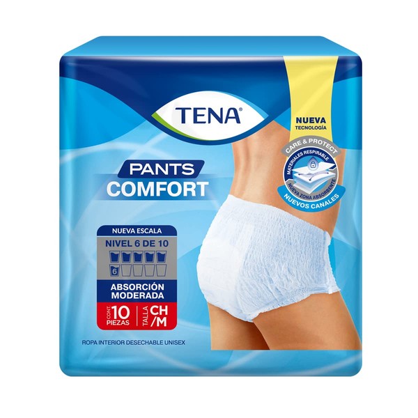Tena Pants Tena Pants Comfort; Ropa Interior Desechable Para Incontinencia, Talla Ch/m; Tena; 10 Piezas, color, 10 count, pack of/paquete de