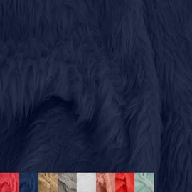 Stylish FABRIC Luxury Shag Faux Fur-Fabric by The Yard-Soft, Shaggy Mohair-for Sewing, Costumes, Pillows, Rugs, Apparel, Clothing, Decorations, Upholstery, Home DIY Projects, Navy 20X36