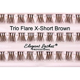 Elegant Lashes Trio Flare - X-SHORT Brown Individual Lashes (Single Pack - 1 Tray)