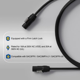 Seetronic SAC3MX AC Waterproof Power Connector Lockable 3-Core for Stage Lights, Sound Consoles, LED Panels, and Amplifiers (Black, IP65, 10PC)