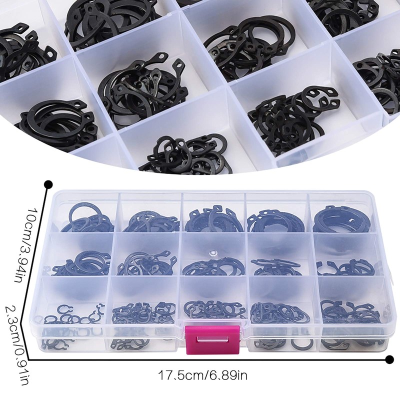 175 pcs E Clips Retaining Snap Opening Ring Circlip Kit