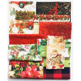 Christmas Fabric Scraps For Junk Journals, Scrapbooking, Crafting 12 Pieces #C12