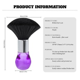 PAITOK Barber Neck Brushes for Hairdressers,Professional Soft Hair Cutting Cleaning Brush Salon Household Neck Duster Brush Barbering Equipment for Remove Shredded Hair (Purple Handle)