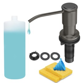 Kitchen Soap Dispenser, Refill from The Top, 17OZ Large Liquid Bottle, Gray (2 Scrub Sponges Included)