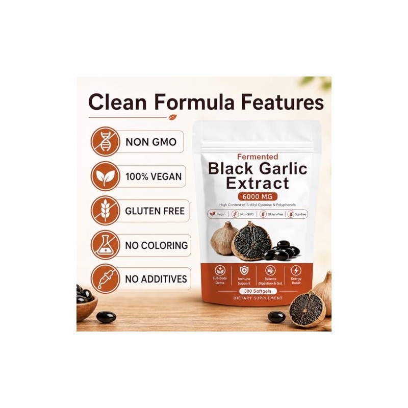 Fermented Black Garlic Extract, Natural Black Garlic Capsules, Odorless Garlic