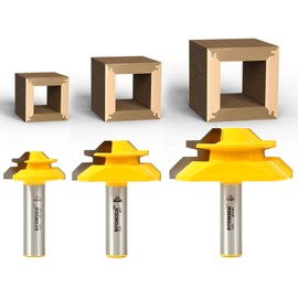 YONICO Lock Miter Router Bit Set 3 Bit 45 Degree 1/2-Inch Shank 15334