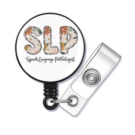 SLP Badge Reel,Retractable Name Card Badge Holder with Alligator Clip, Medical MD RN Nurse Badge ID,Office Employee Name Badge, Badge Holder, Black
