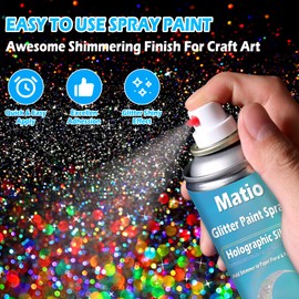 Matio Craft Glitter Spray, 5.3oz/150g Holographic Silver Ultra Fine Spray Glitter for Crafts, 1/128" Diamond Dust Sealer Coating for Craft Projects, Flowers, Wood Metal Glass