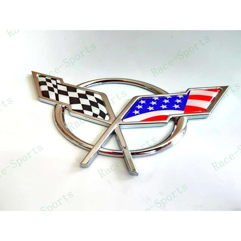 AUTO 1PC Chrome Rear Deck Lid Cross Blue US Flag