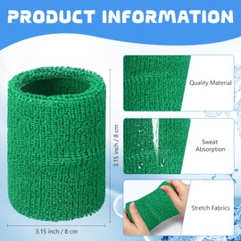12 Pcs Sports Wristbands Sports Absorbent Wristband Wrist Athletic Sweat Bands for Kids Women and Men Sweat Band for Tennis Basketball Football Running Gymnastics Golf Working Out (Green)