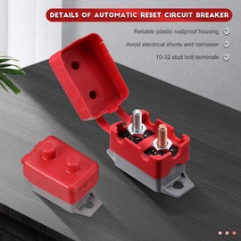 4 Pieces DC 12V - 24V Automatic Reset Circuit Breaker Circuit Breaker with Cover Stud Bolt for Automotive and More (50 Amp)
