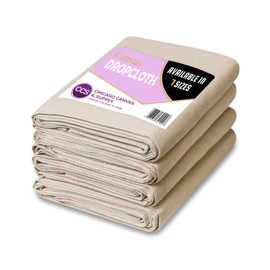 CCS CHICAGO CANVAS & SUPPLY 12 oz Canvas Drop Cloth Paint Tarp, Canvas Fabric, Drop Cloth Curtains, Paint Drop Cloth, Washable & Reusable Drop Cloth for Painting - 4 Piece Set, 4 by 15 Feet
