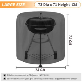 RICHIE Round Barbecue Cover, Kettle BBQ Cover 73x71cm Waterproof Heavy Duty 420D Oxford Fabric Round Gas Grill Covers with Drawstring Cord, Outdoor Grill Cover UV Resistant, Windproof & Rip-Proof