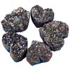 KYEYGWO Heart Titanium Coated Crystal Raw Piece Druze, Natural Cluster
