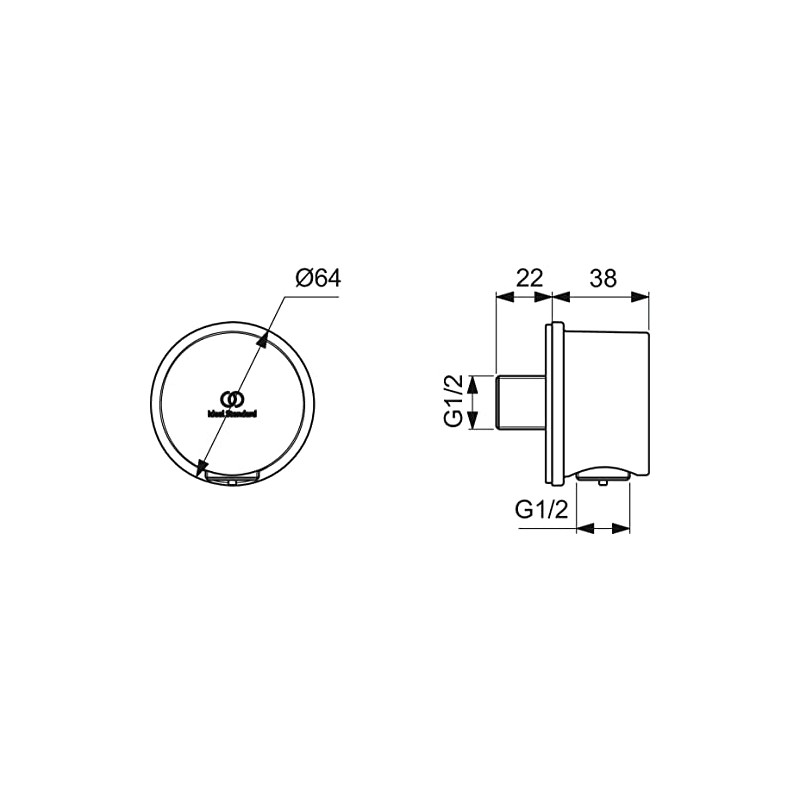 Ideal Standard Idealrain BC808SI Wall Connection Elbow (Shower Hose Connection)
