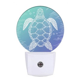 EKOBLA Blue Sea Turtle Night Light Summer Turtle Underwater Vintage Night Lights Plug into Wall Ocean Themed Led Lamp Home Decor for Living Room Bedroom, 0.5W Nightlight
