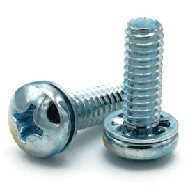 SEMS Screws Phillips Pan Head with Internal Tooth Lock Washers Zinc 1/4"-20 X 3/8" Qty 100