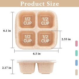 Pubiao 4 Pack Lunch Box Snack Boxes, Reusable Bento Boxes with 4 Compartments Snack Containers for Kids Adults Meal Prep Divided Food Storage for School Work Travel (Pink/Blue/Beige/Green)