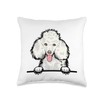 Peeking White Poodle Dog Throw Pillow