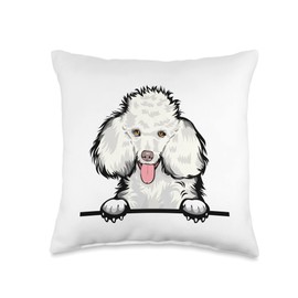 Peeking White Poodle Dog Throw Pillow